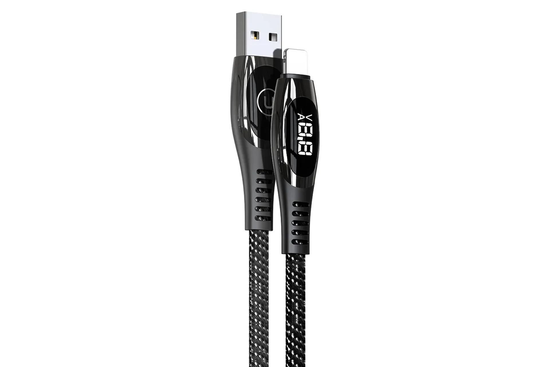 کانکتور کابل شارژ USB یوسمز USB به Lightning مدل US-SJ368 U36 Digital Display با طول 2 متر