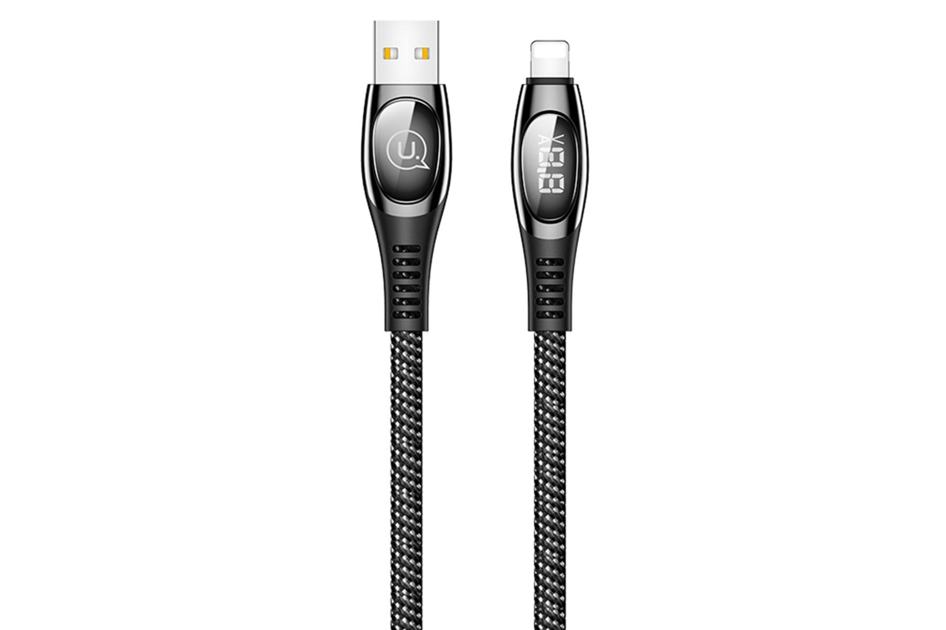 کابل شارژ USB یوسمز USB به Lightning مدل US-SJ368 U36 Digital Display با طول 2 متر مشکی