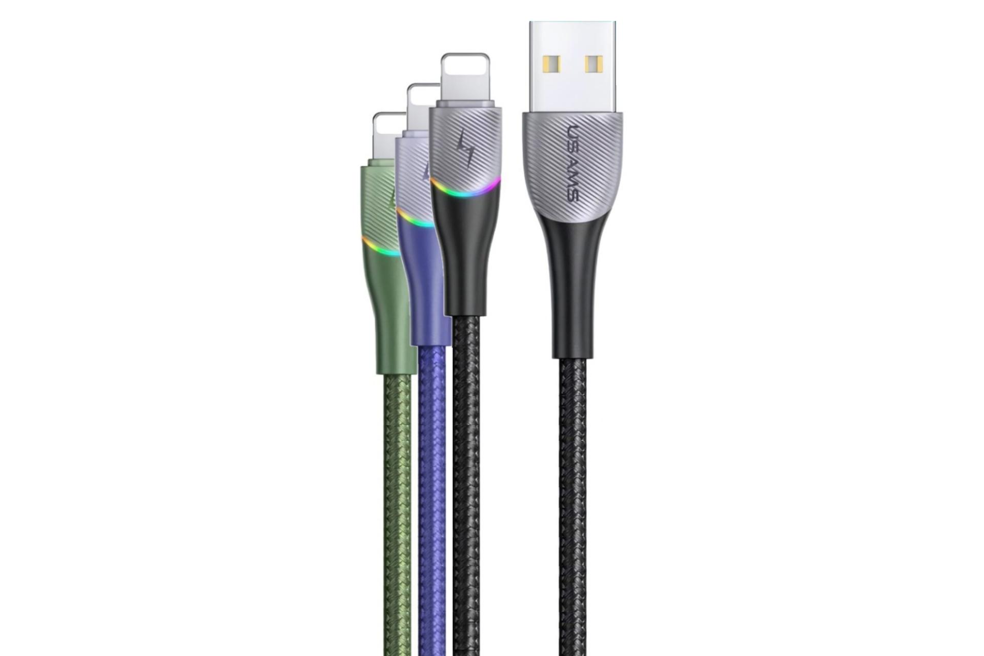 رنگ بندی کابل شارژ USB یوسمز USB به Lightning مدل US-SJ541 U77 با طول 1.2 متر