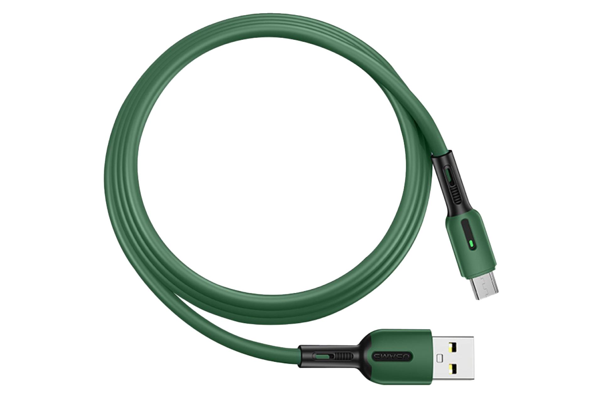 کابل شارژ USB یوسمز USB به Micro-USB مدل US-SJ432 U51 با طول 1 متر سبز