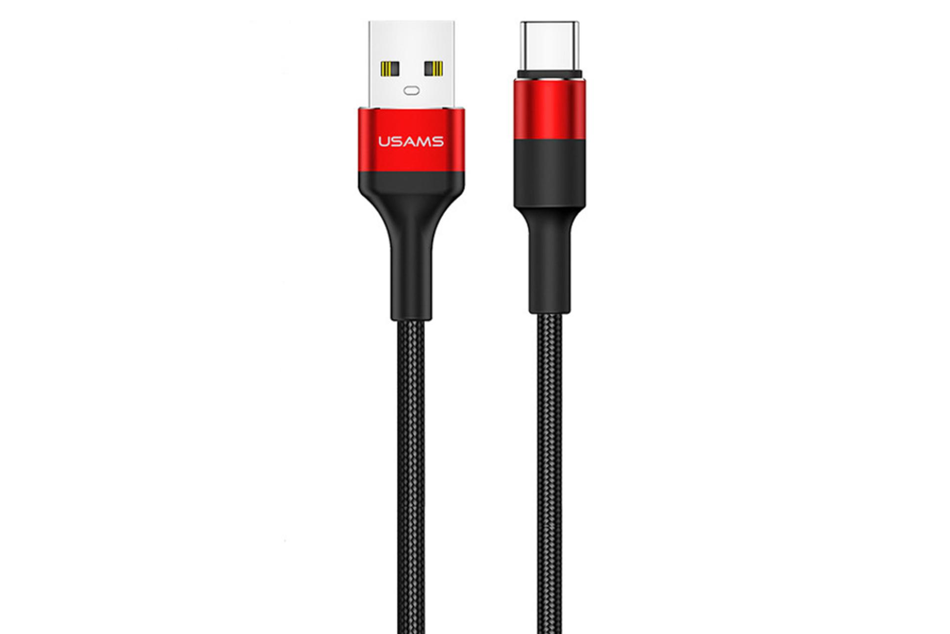 کابل شارژ USB یوسمز USB به Type-C مدل US-SJ221 U5 Braided با طول 1.2 متر قرمز