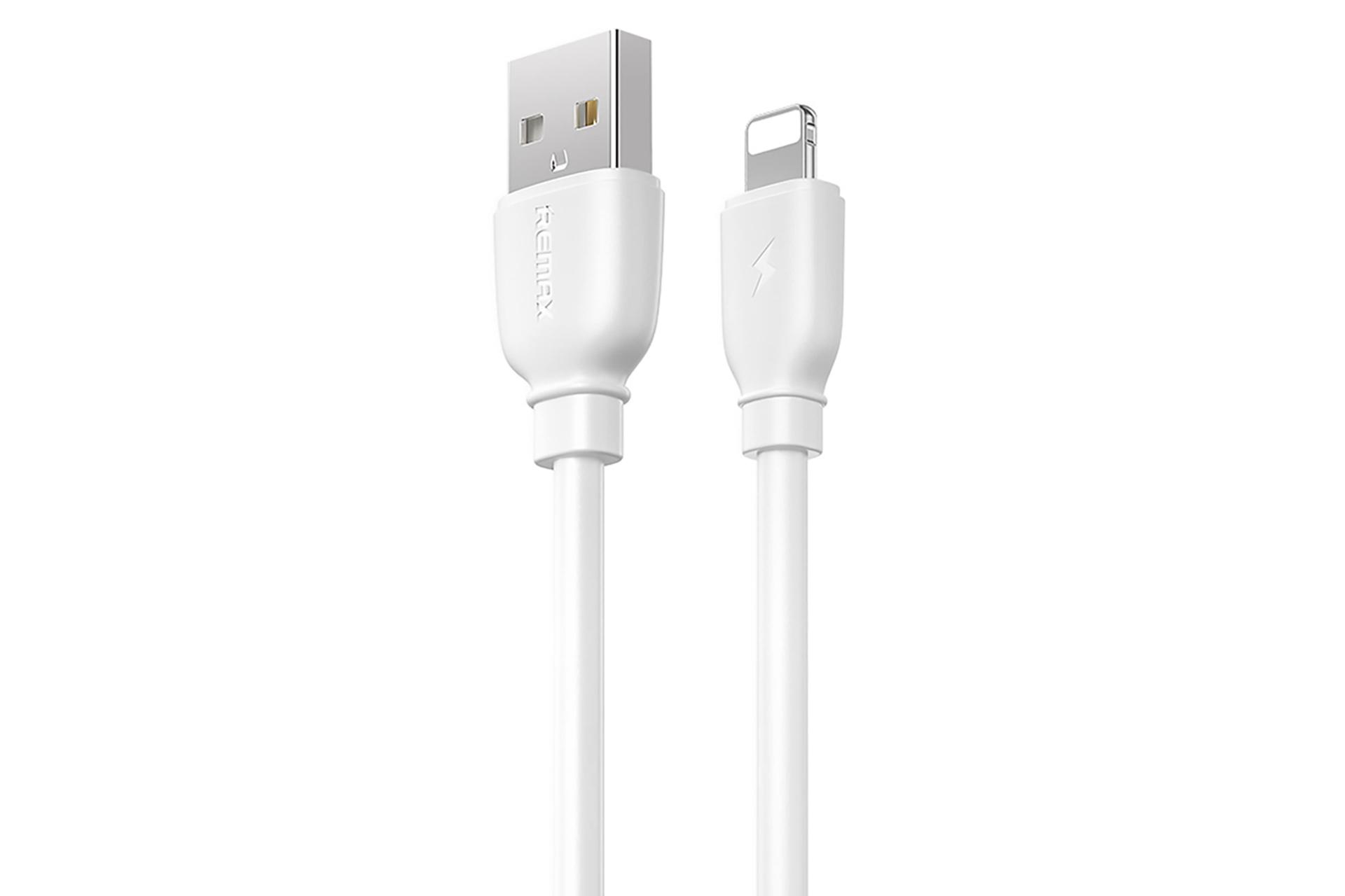 کابل شارژ USB ریمکس USB به Lightning مدل RC-138i با طول 1 متر سفید