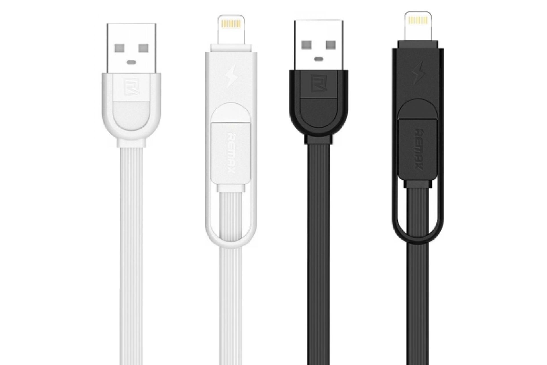 رنگ بندی کابل شارژ USB ریمکس USB به Micro-USB+Lightning مدل YARDS RC-033T 2in1 با طول 1 متر