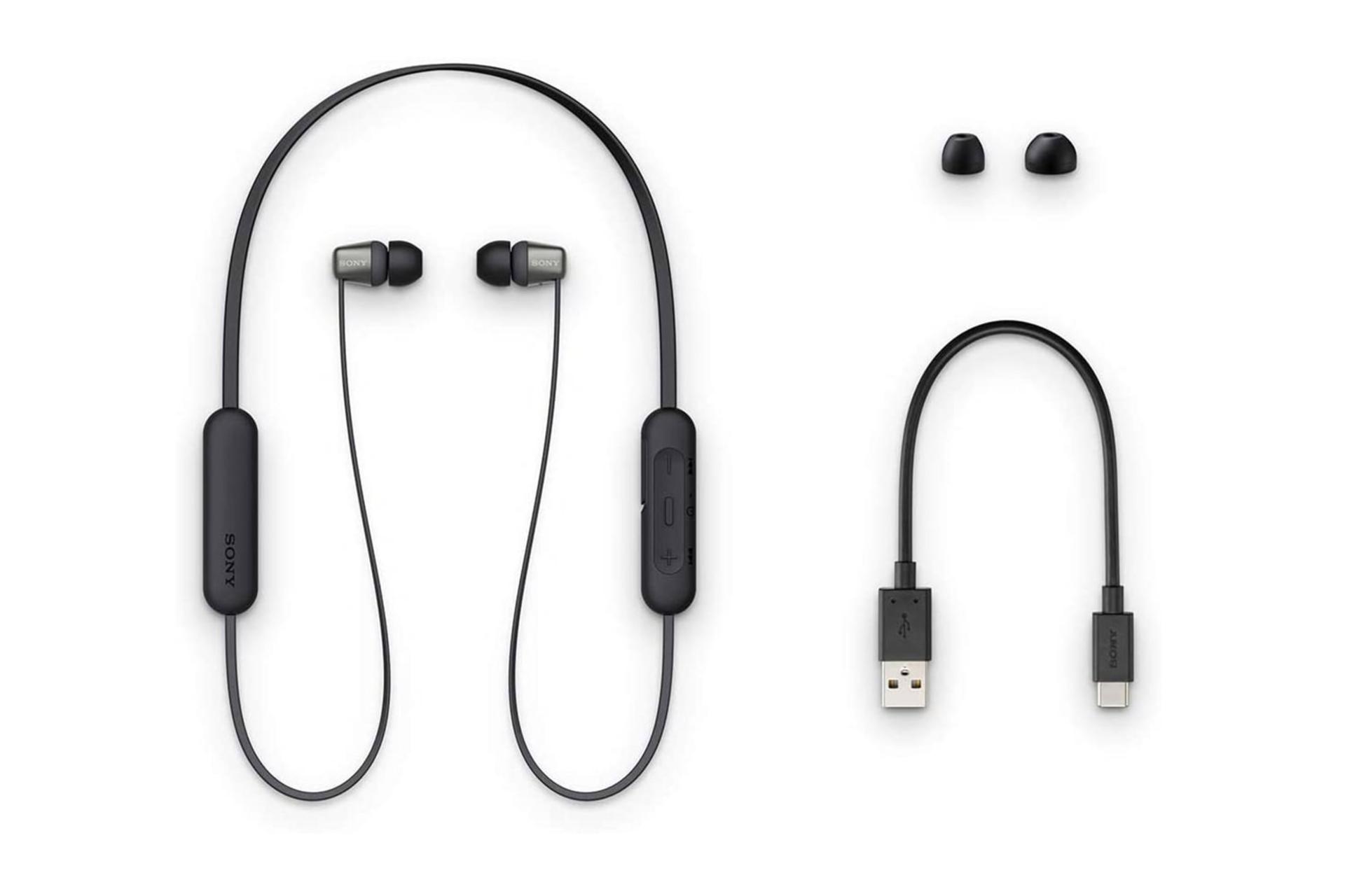 هدفون سونی Sony WI-C310 به همراه کابل شارژ و ایرباد