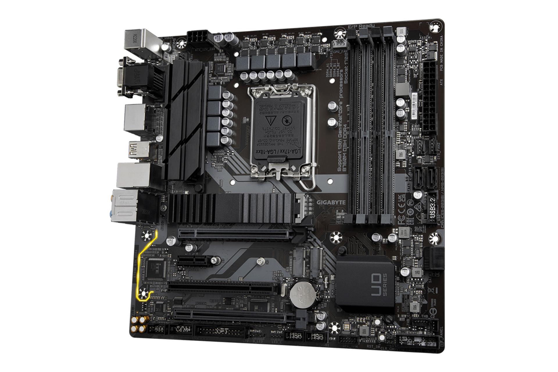 نمای کناری مادربرد گیگابایت GIGABYTE B760M D3H DDR4 (rev. 1.0)