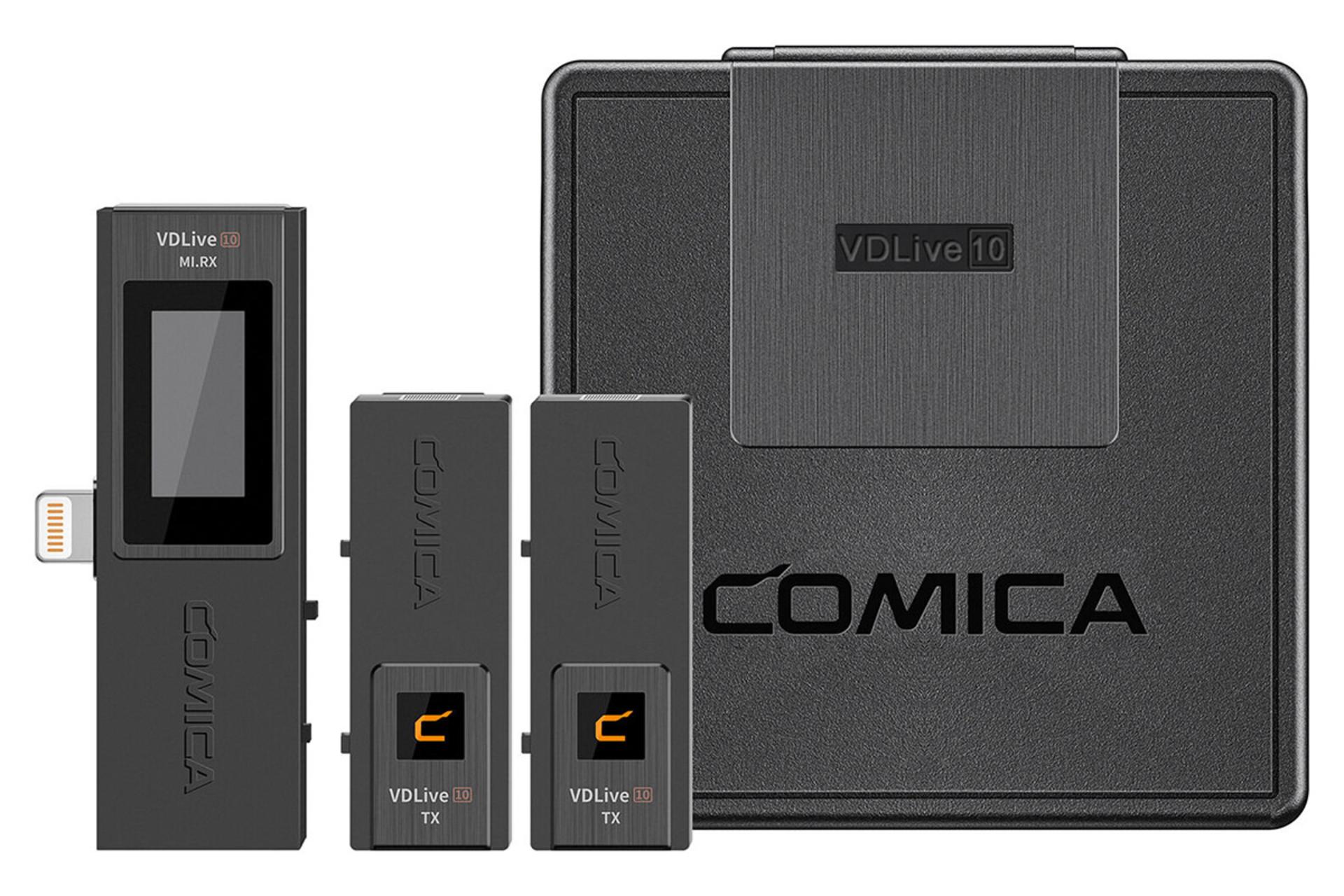 نمایش کیف شارژ، گیرنده و فرستنده میکروفون کامیکا VDLive10 MI