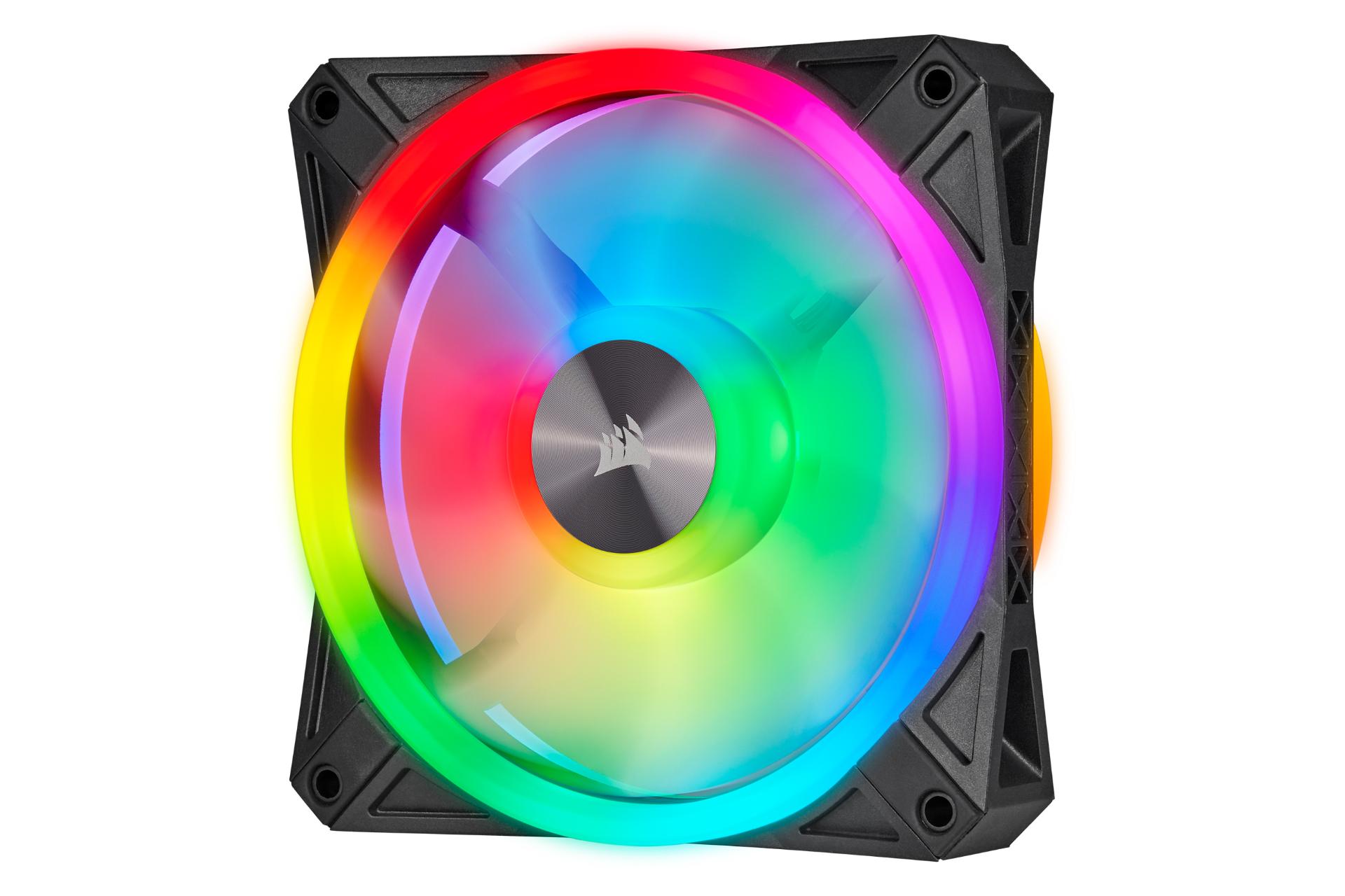 نیمرخ روبرو و راست فن کیس کورسیر iCUE QL120 RGB