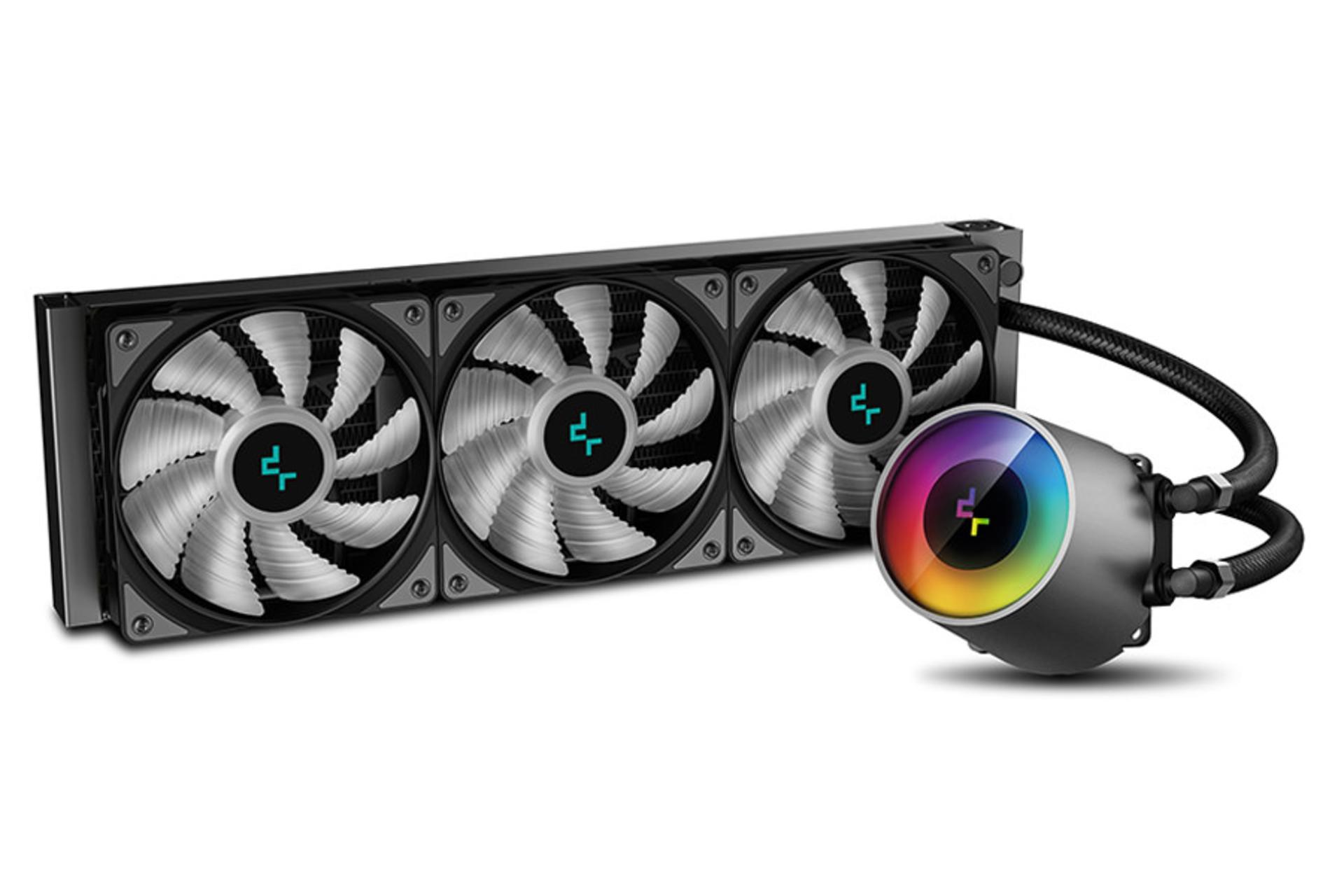 نمای جانبی خنک کننده مایع دیپ کول CASTLE 360RGB V2