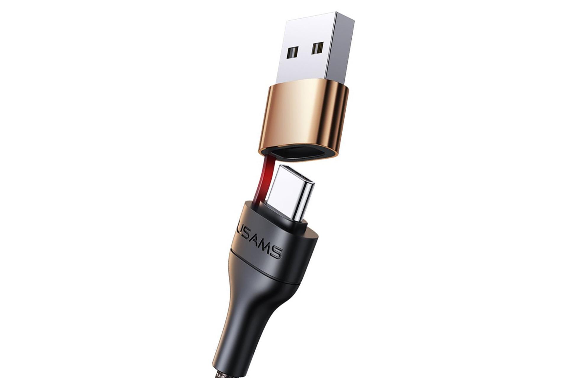 کابل شارژ USB یوسمز USB+Type-C به Type-C+Lightning مدل US-SJ483 U62 با طول 1.2 متر