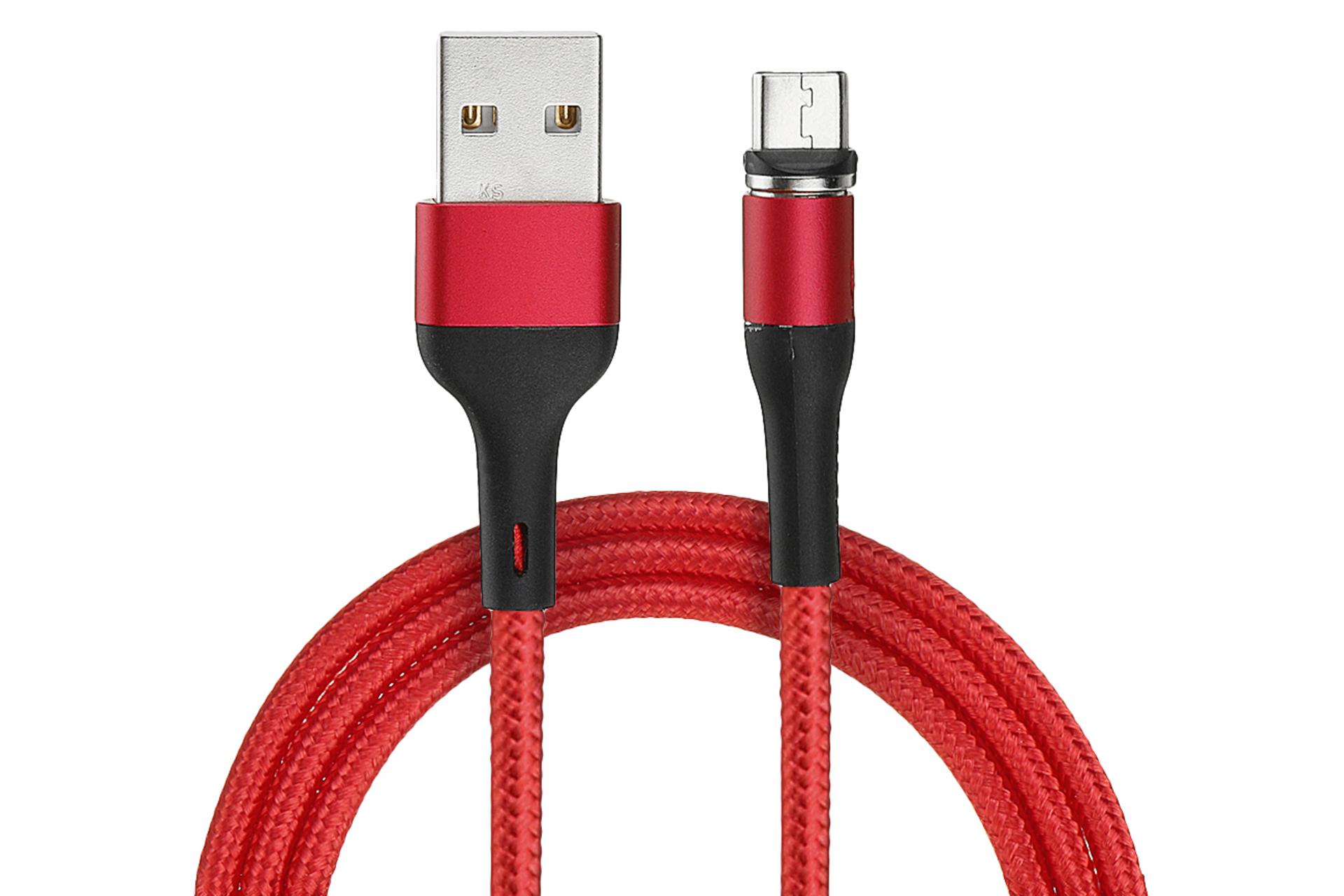 کابل شارژ USB یوسمز USB به Micro-USB مدل US-SJ335 U29 با طول 2 متر قرمز