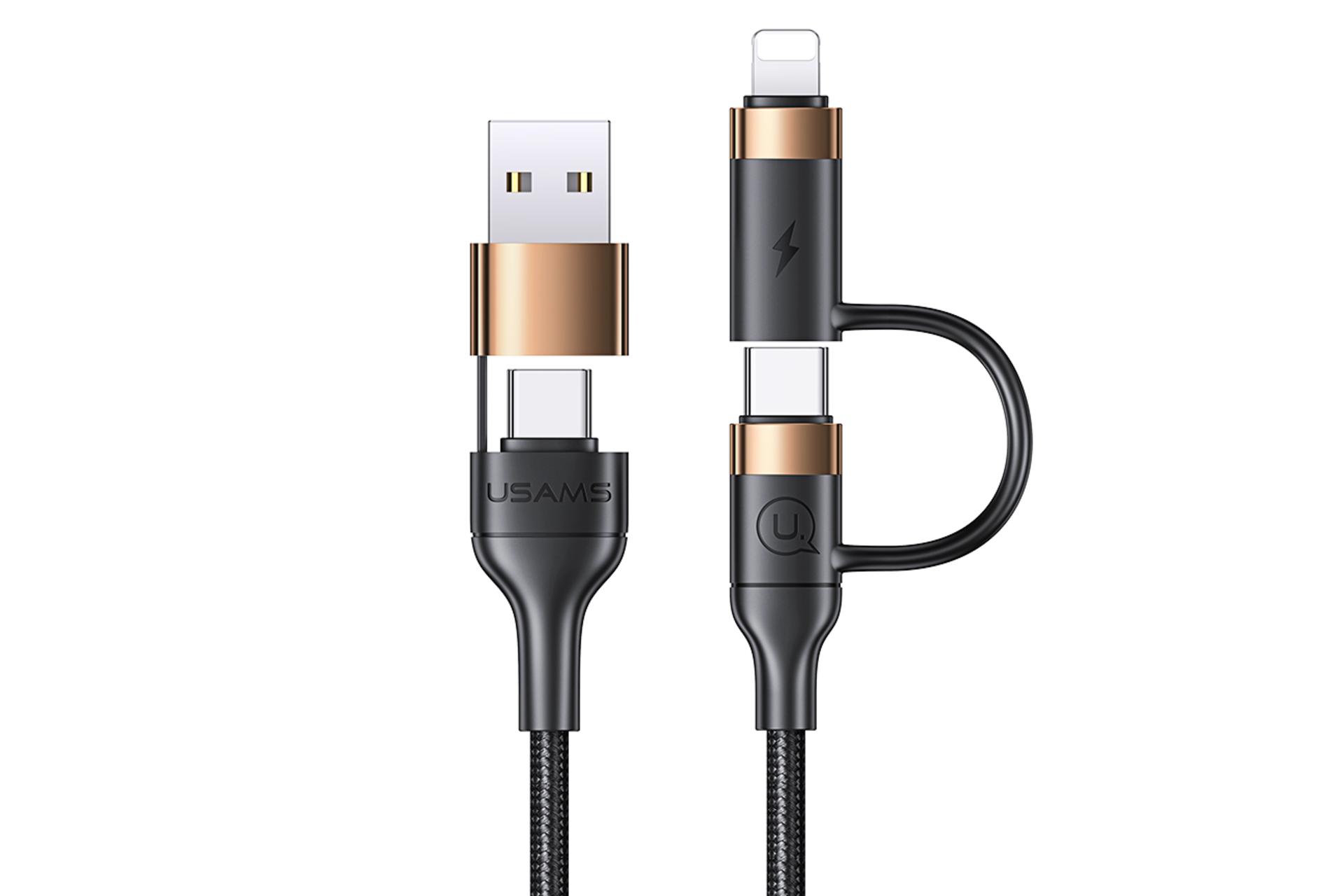 کانکتور کابل شارژ USB یوسمز USB+Type-C به Type-C+Lightning مدل US-SJ483 U62 با طول 1.2 متر