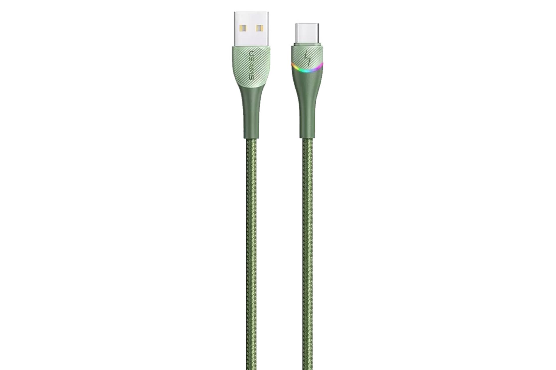 کابل شارژ USB یوسمز USB به Type-C مدل US-SJ542 U77 با طول 1.2 متر سبز