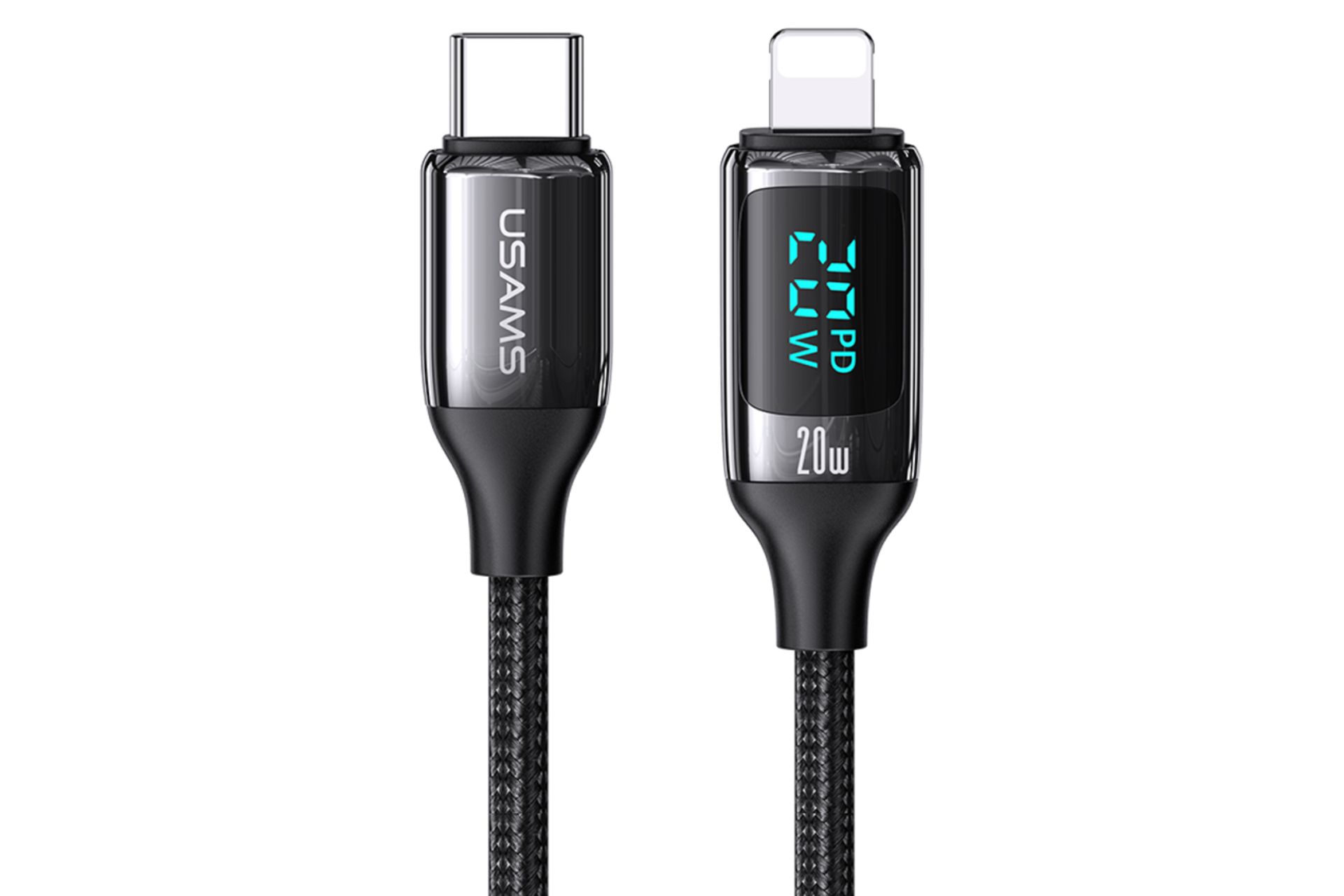 کابل شارژ USB یوسمز Type-C به Lightning مدل U78 20w با طول 1.2 متر مشکی