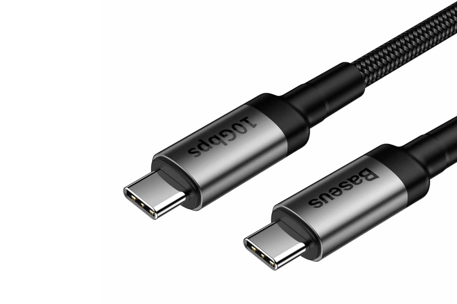کابل شارژ USB باسئوس Type-C به Type-C مدل Cafule 10Gbps با طول 2 متر