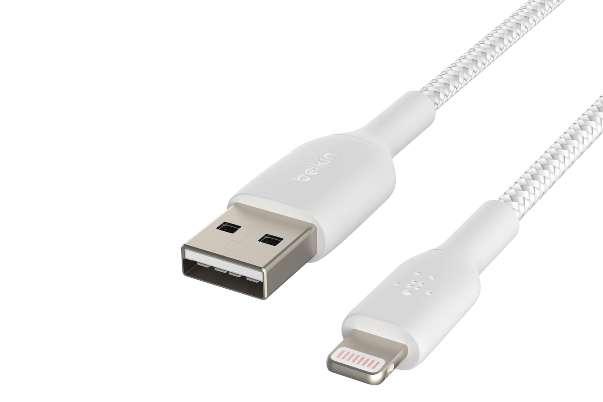 کانکتور کابل شارژ USB بلکین USB به Lightning مدل BoostCharge Braided CAA002 با طول 1 متر