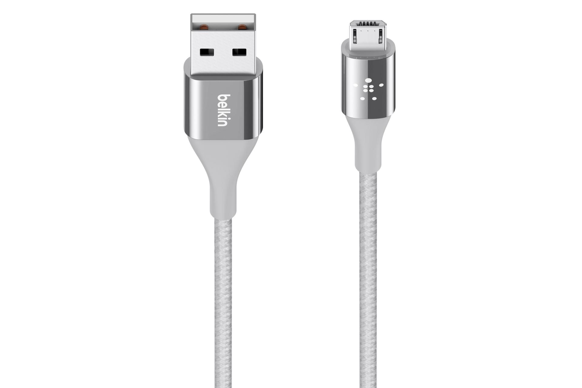 کابل شارژ USB بلکین USB به Micro-USB مدل MIXIT DuraTek F2CU051 با طول 1.2 متر نقره ای