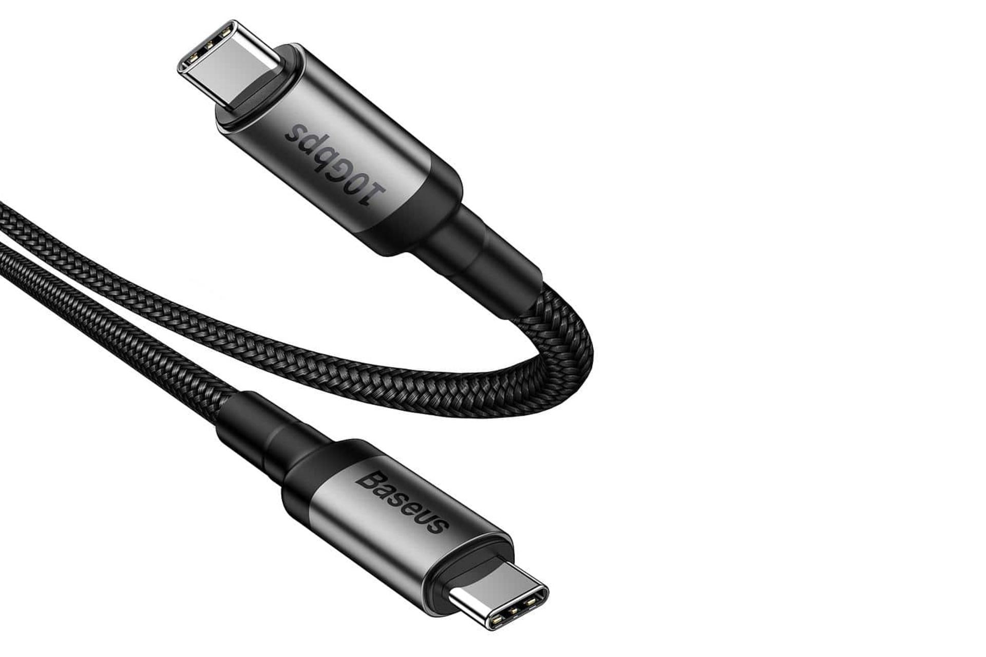 کانکتور کابل شارژ USB باسئوس Type-C به Type-C مدل Cafule 10Gbps با طول 2 متر
