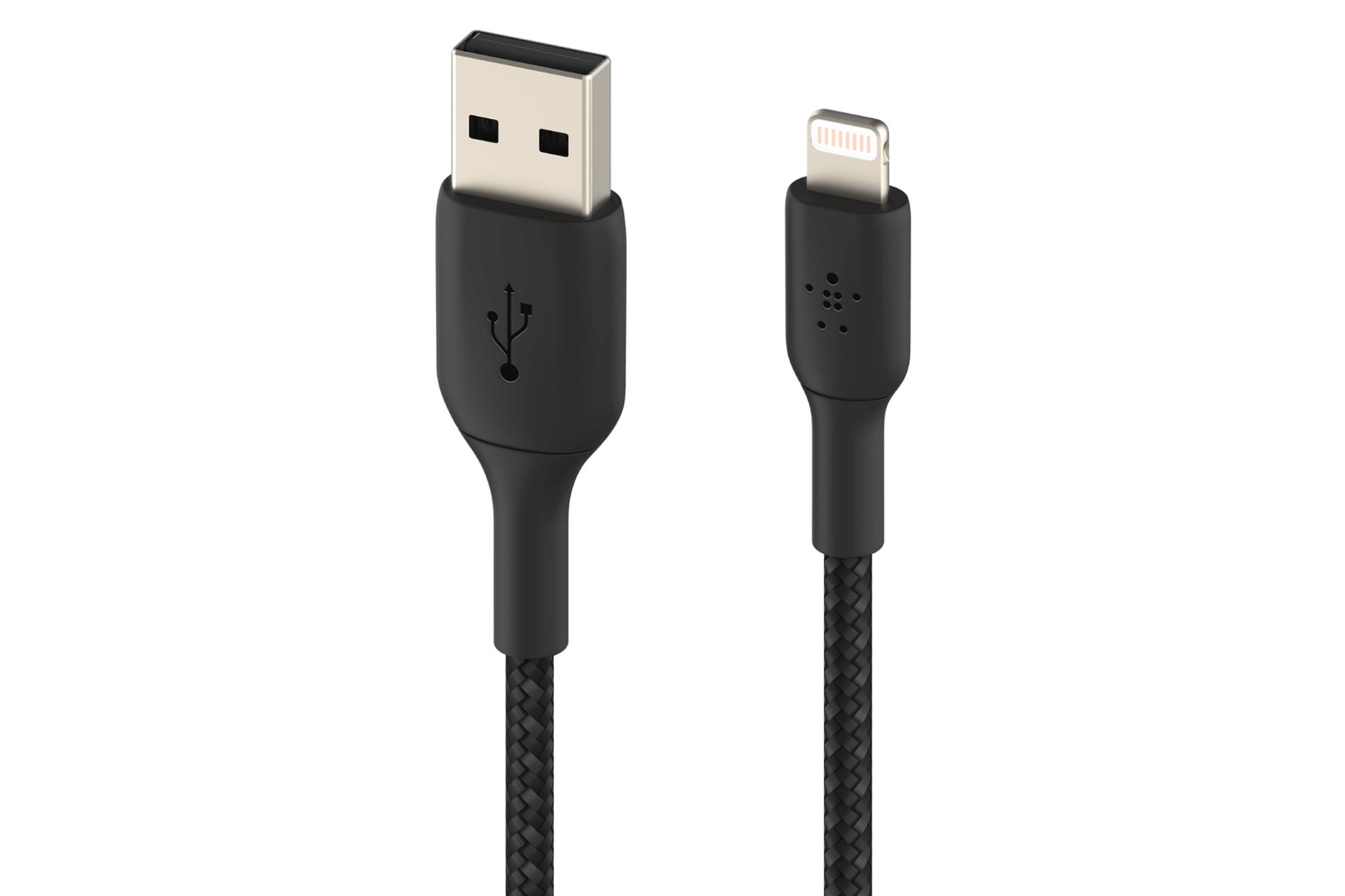 کابل شارژ USB بلکین USB به Lightning مدل BoostCharge Braided CAA002 با طول 3 متر مشکی