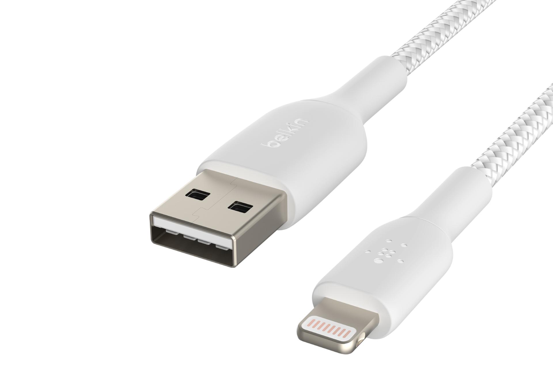 کانکتور کابل شارژ USB بلکین USB به Lightning مدل BoostCharge Braided CAA002 با طول 3 متر