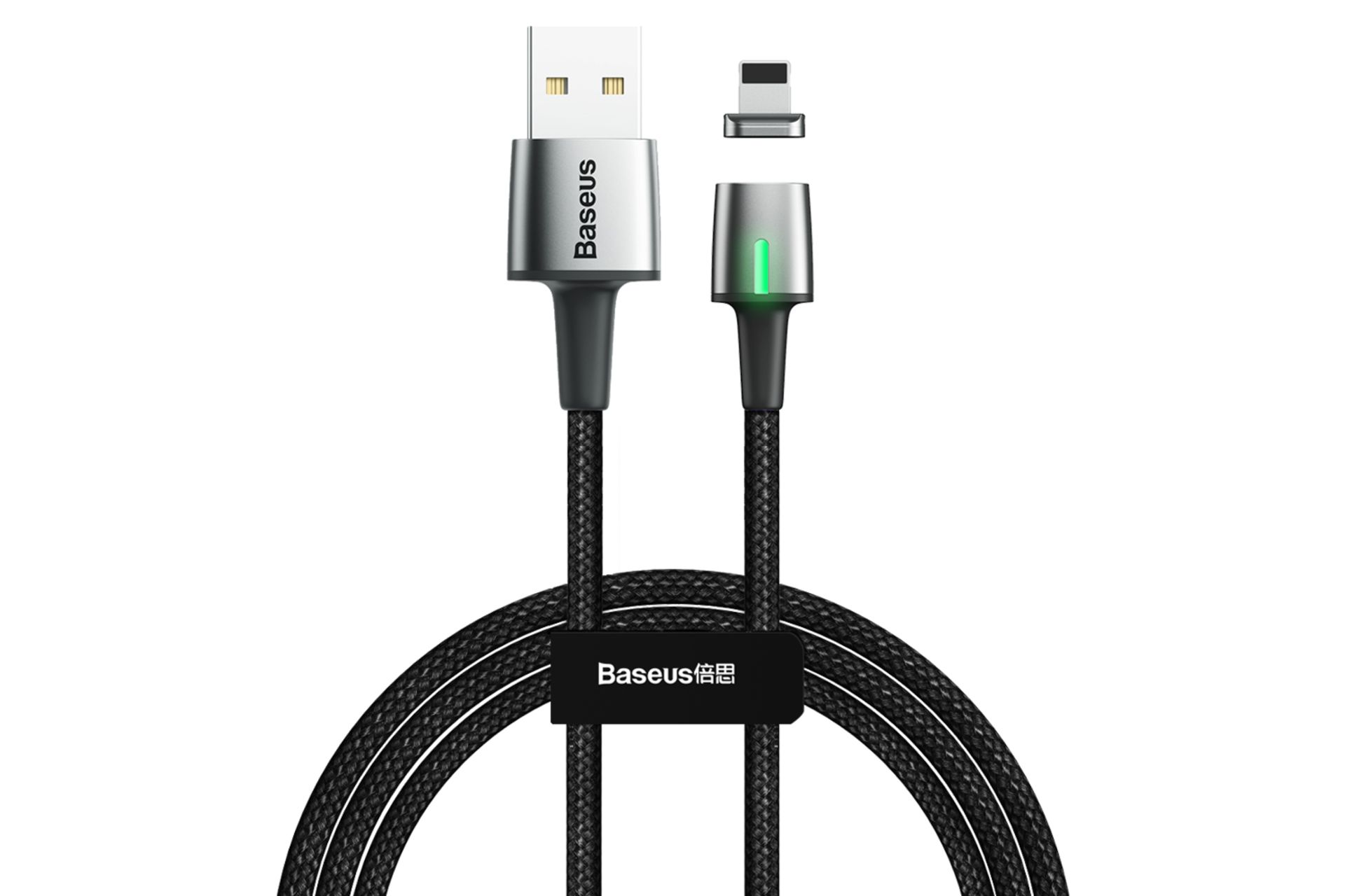 کابل شارژ USB باسئوس USB به Lightning مدل Zinc Magnetic 1.5A با طول 2 متر مشکی