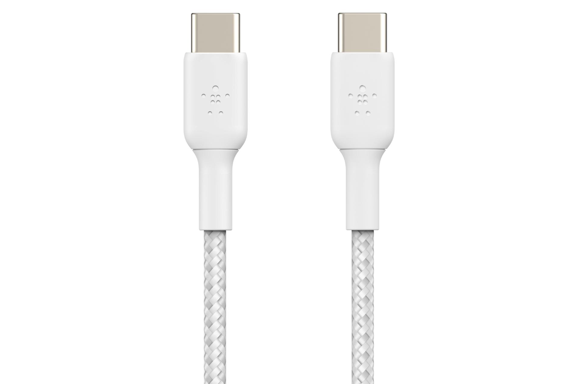 کابل شارژ USB بلکین Type-C به Type-C مدل BoostCharge Braided CAB004 با طول 1 متر سفید