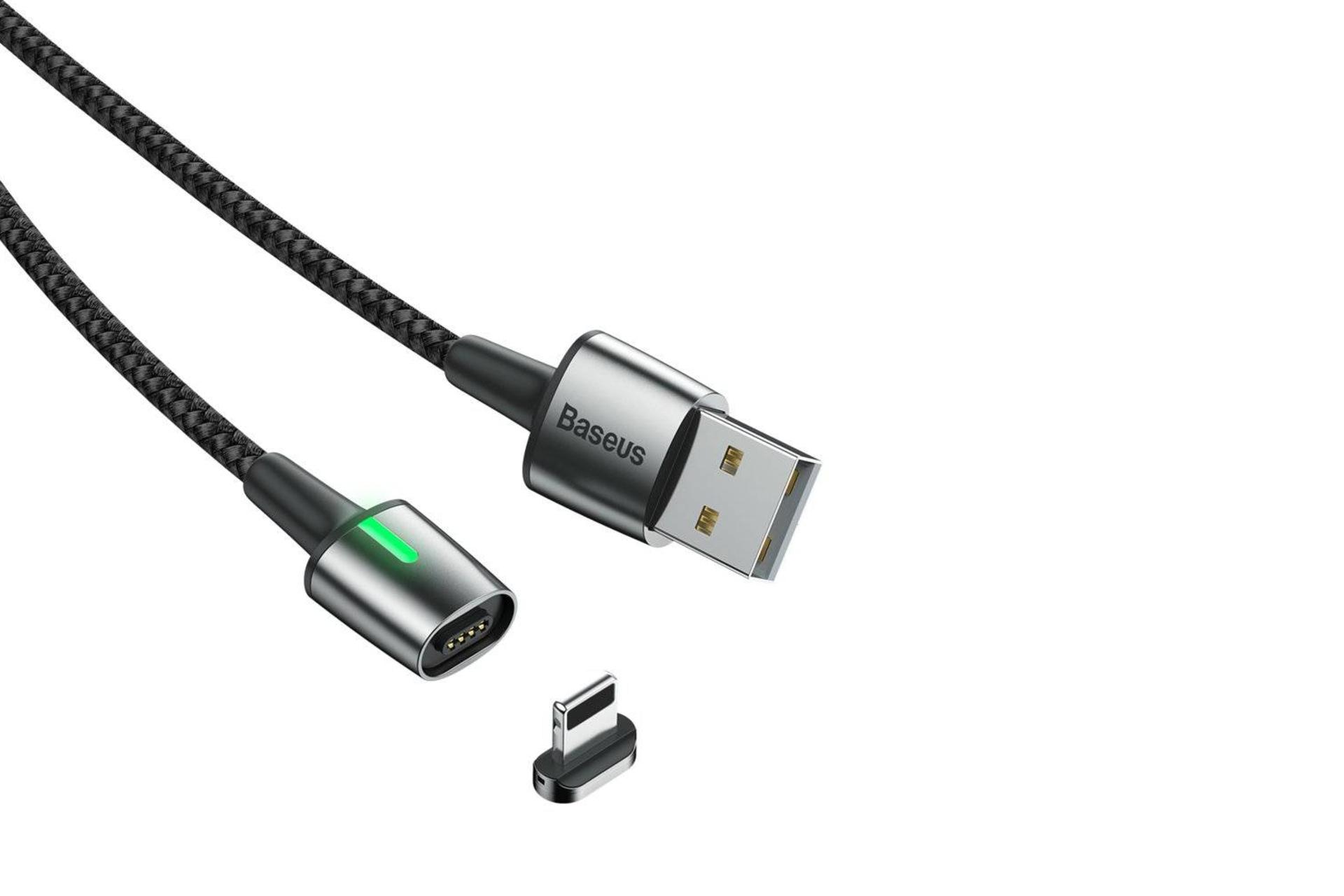 کانکتور کابل شارژ USB باسئوس USB به Lightning مدل Zinc Magnetic 1.5A با طول 2 متر