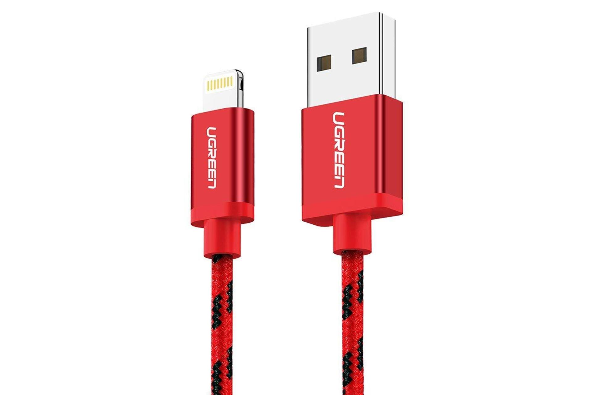 کابل شارژ USB یوگرین USB به Lightning مدل US247 با طول 2 متر قرمز
