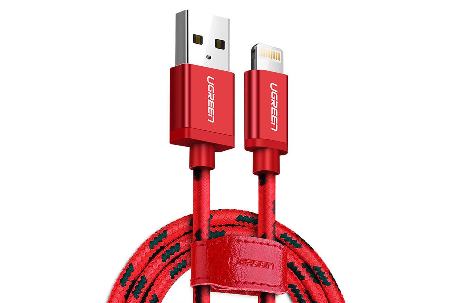 کابل شارژ USB یوگرین USB به Lightning مدل US247 با طول 1.5 متر قرمز