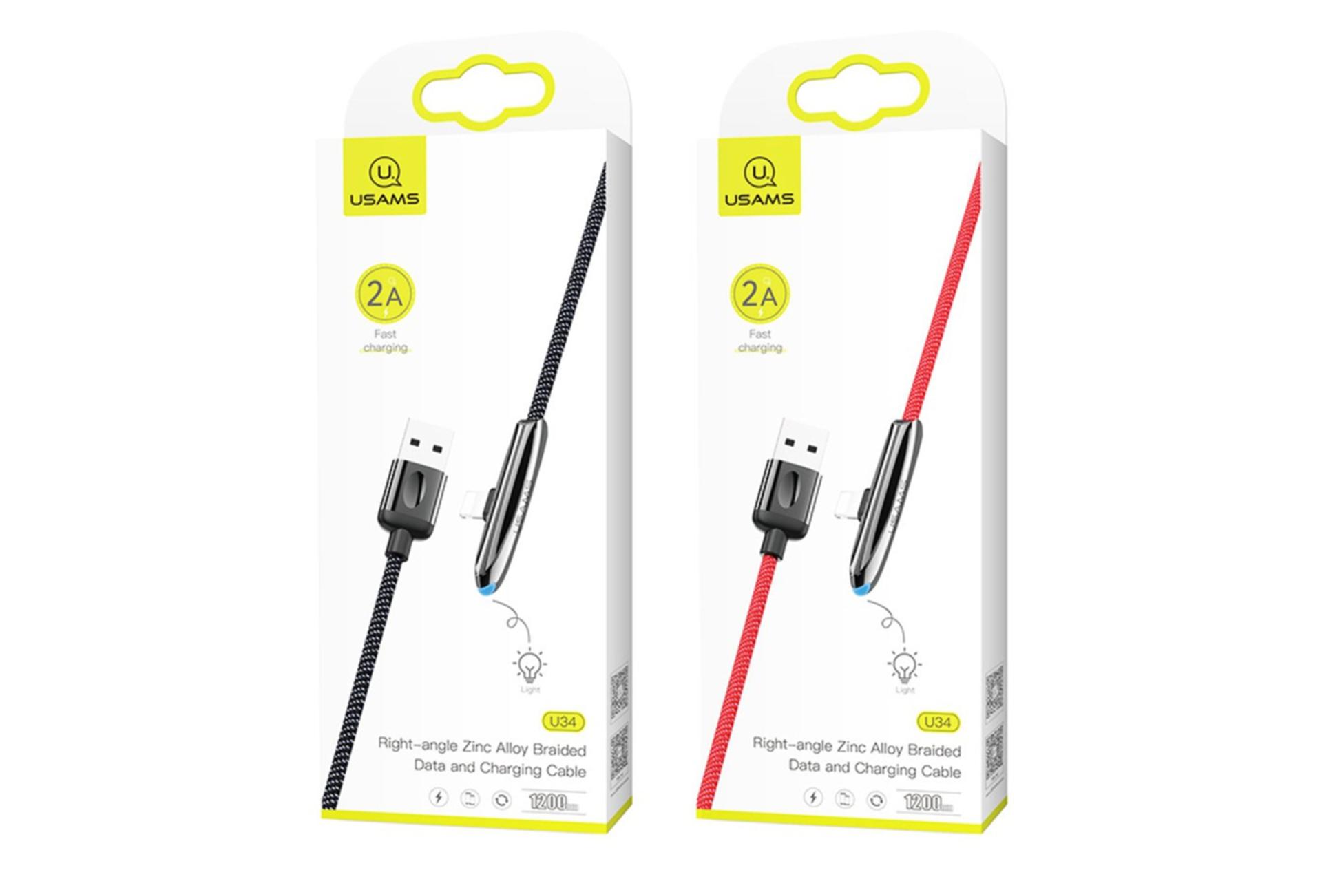 جعبه کابل شارژ USB یوسمز USB به Lightning مدل U34 با طول 1.2 متر