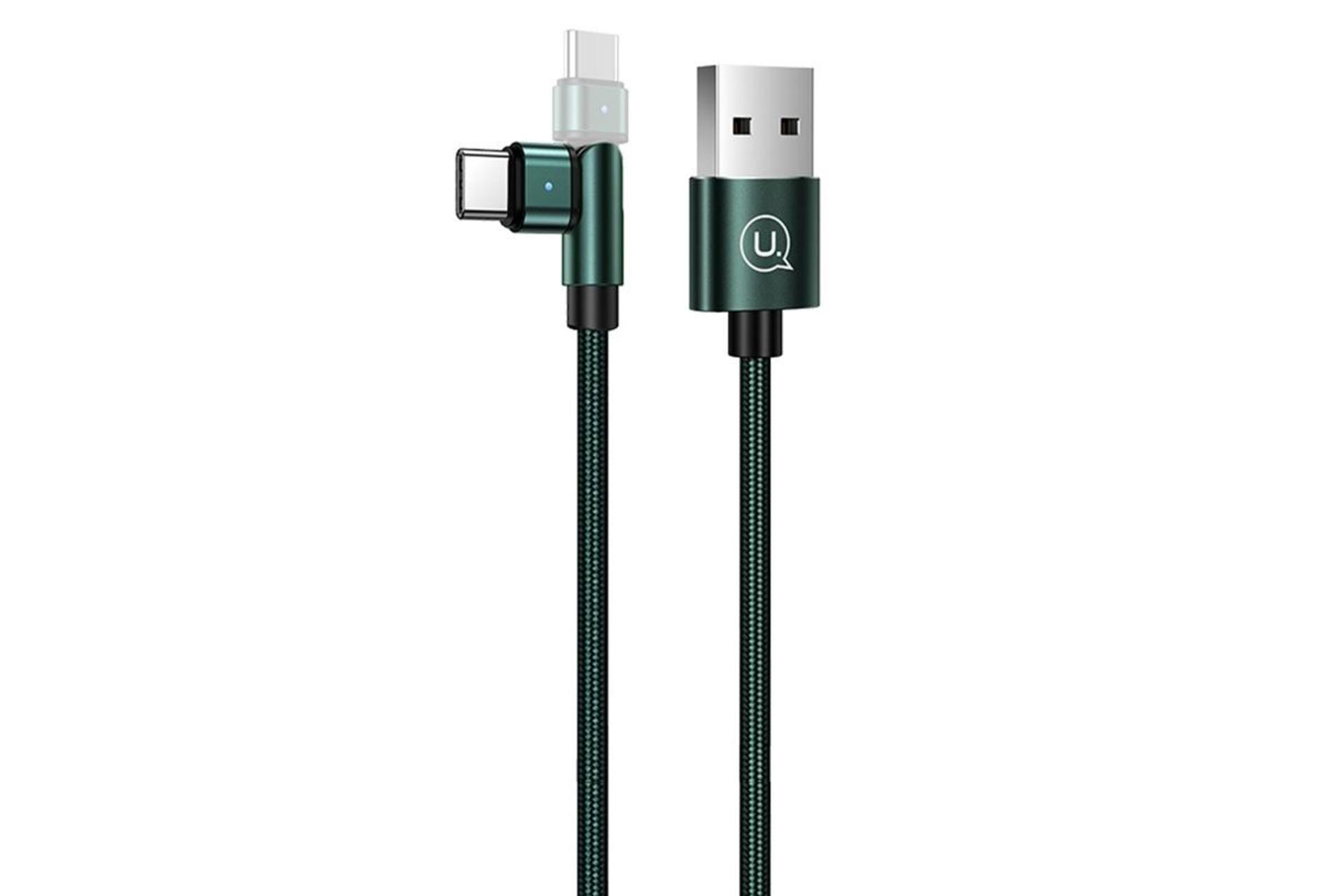 کابل شارژ USB یوسمز USB به Type-C مدل US-SJ477 U60 با طول 1 متر سبز