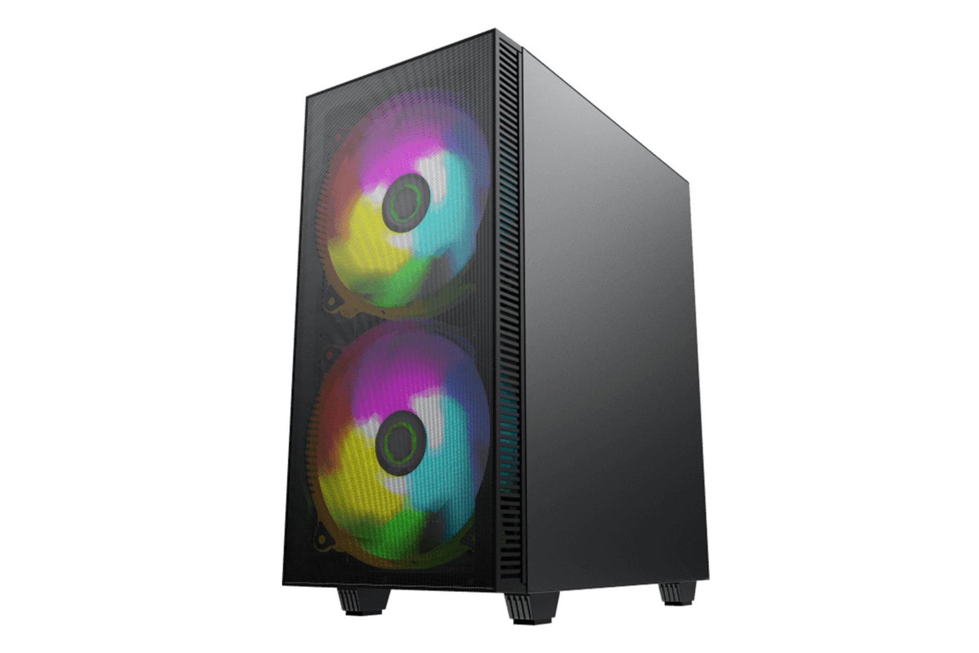 نمای نیم رخ جلو و سمت راست کیس کامپیوتر گیم مکس Aero