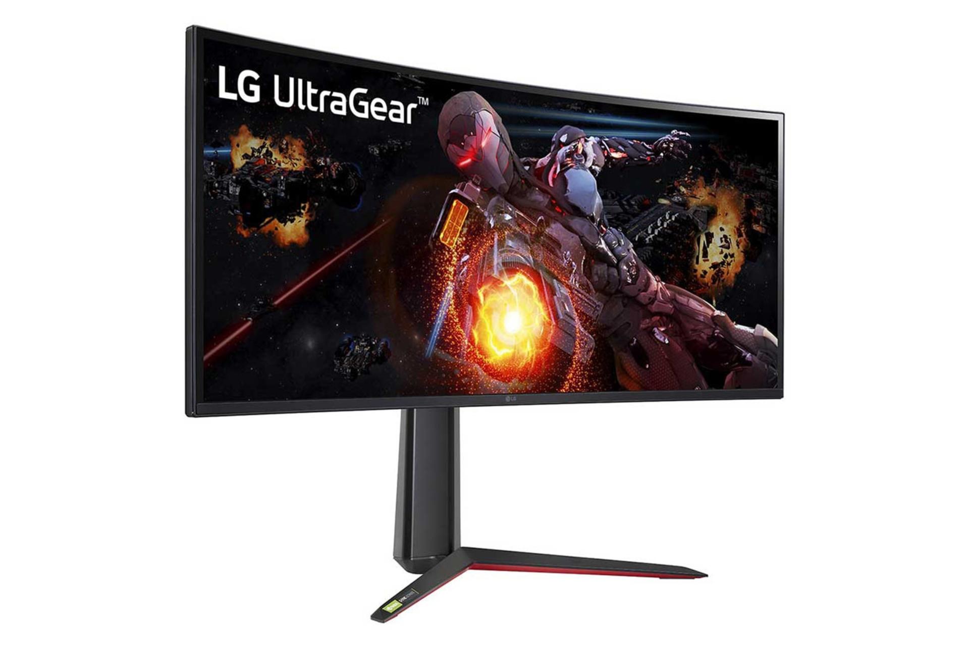 نمای نیم رخ جلوی مانیتور ال جی 34 اینچ مدل UltraGear 34GP950G-B