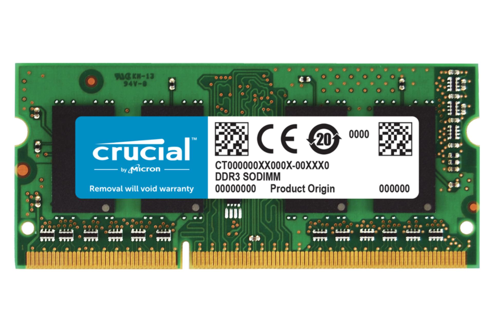 نمای جلو رم کروشیال CT51264BF160B ظرفیت 4 گیگابایت از نوع DDR3L-1600