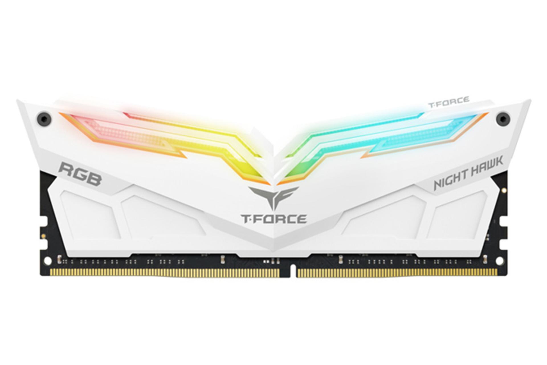 رنگ سفید رم تیم گروپ TEAMGROUP T-FORCE NIGHT HAWK RGB 16GB DDR4-3200 CL16