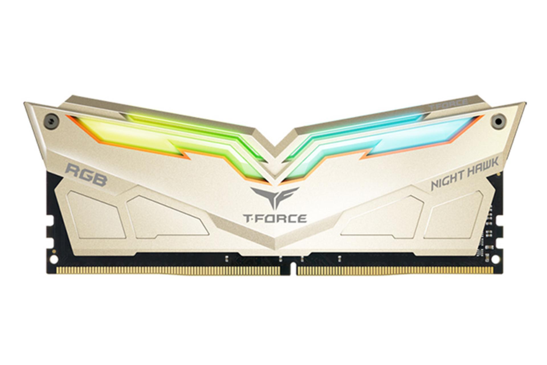 رنگ طلایی رم تیم گروپ TEAMGROUP T-FORCE NIGHT HAWK RGB 16GB DDR4-3200 CL16