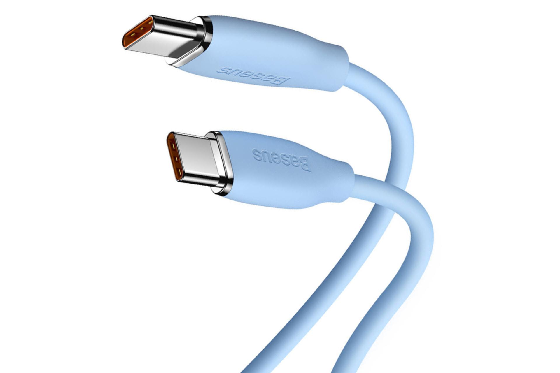 کابل شارژ USB باسئوس Type-C به Type-C مدل Jelly Liquid Silica Gel با طول 1.2 متر آبی