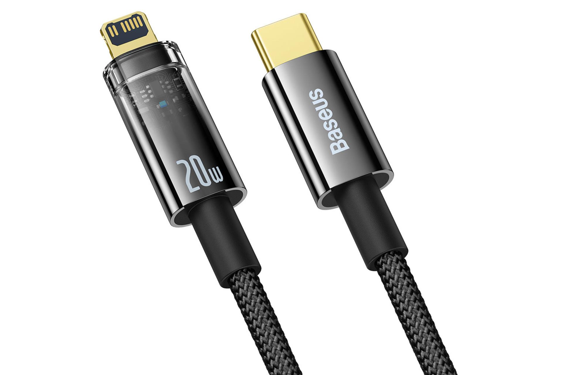 کانکتور کابل شارژ USB باسئوس Type-C به Lightning مدل Explorer با طول 2 متر