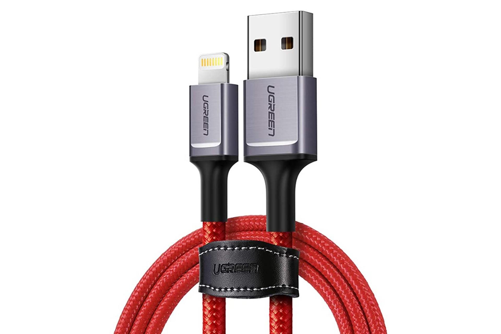 کابل شارژ USB یوگرین USB به Lightning مدل US293 با طول 1 متر قرمز