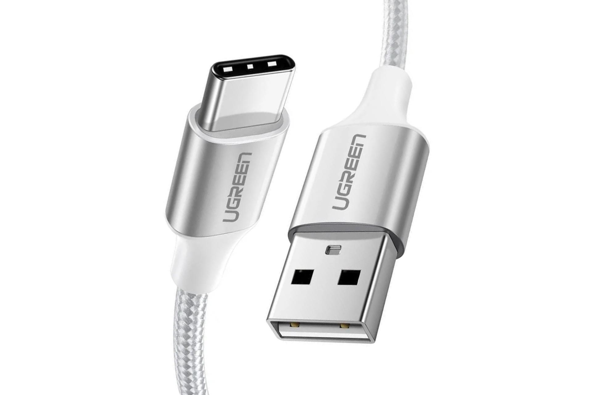 کابل شارژ USB یوگرین USB به Type-C مدل US288 با طول 1 متر نقره ای