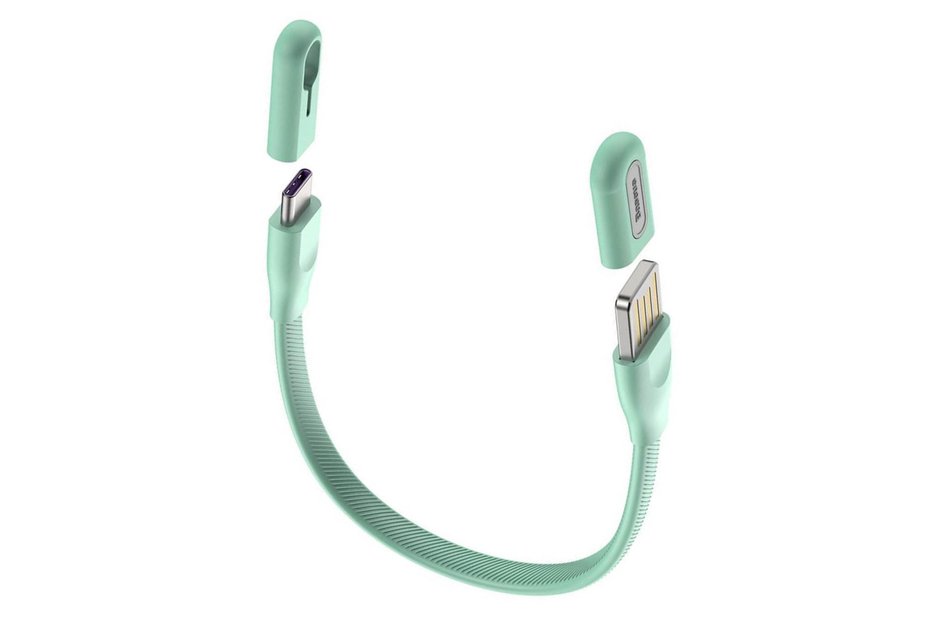 کابل شارژ USB باسئوس USB به Type-C مدل Bracelet با طول 0.22 متر سبز