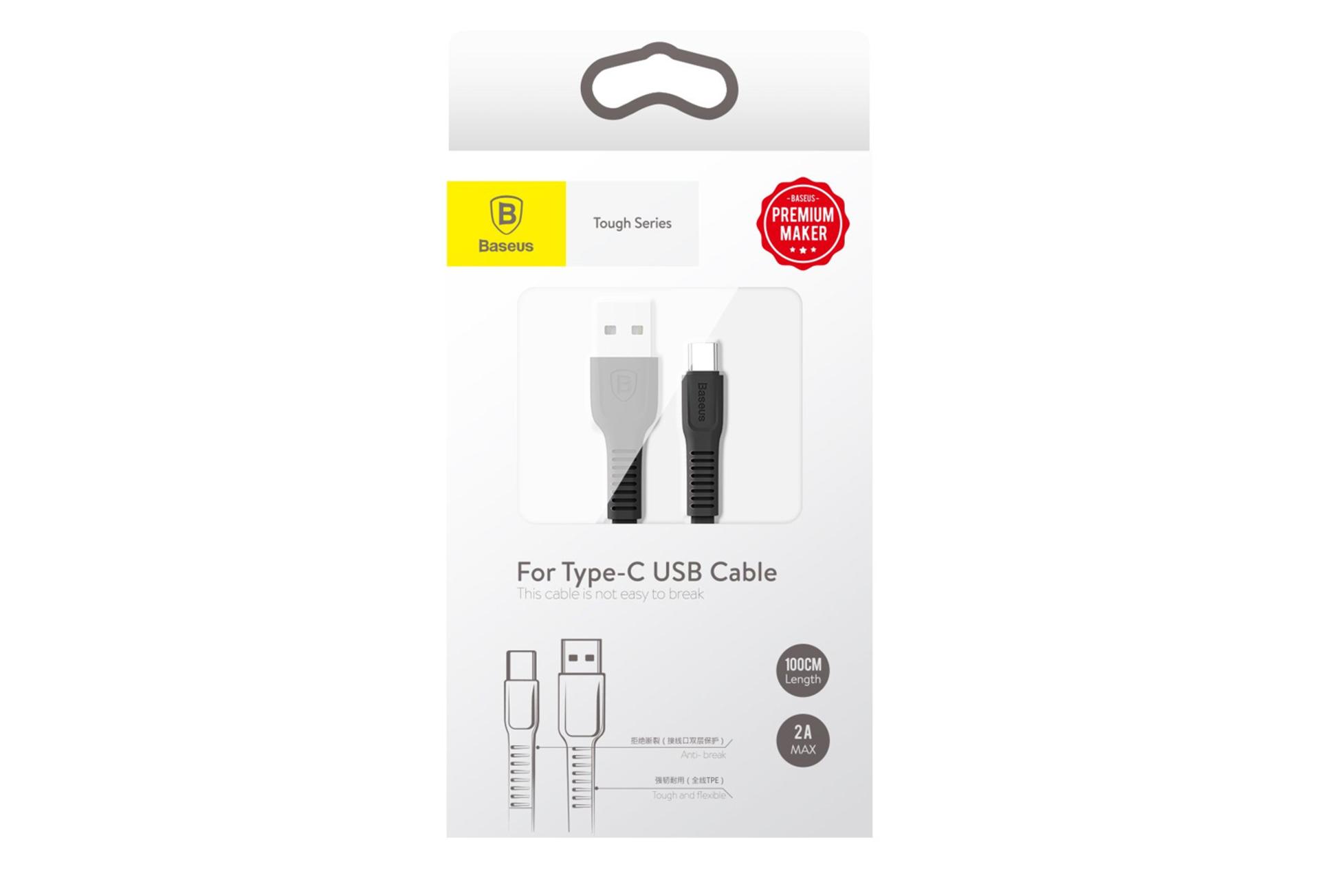 جعبه کابل شارژ USB باسئوس USB به Type-C مدل Tough با طول 1 متر