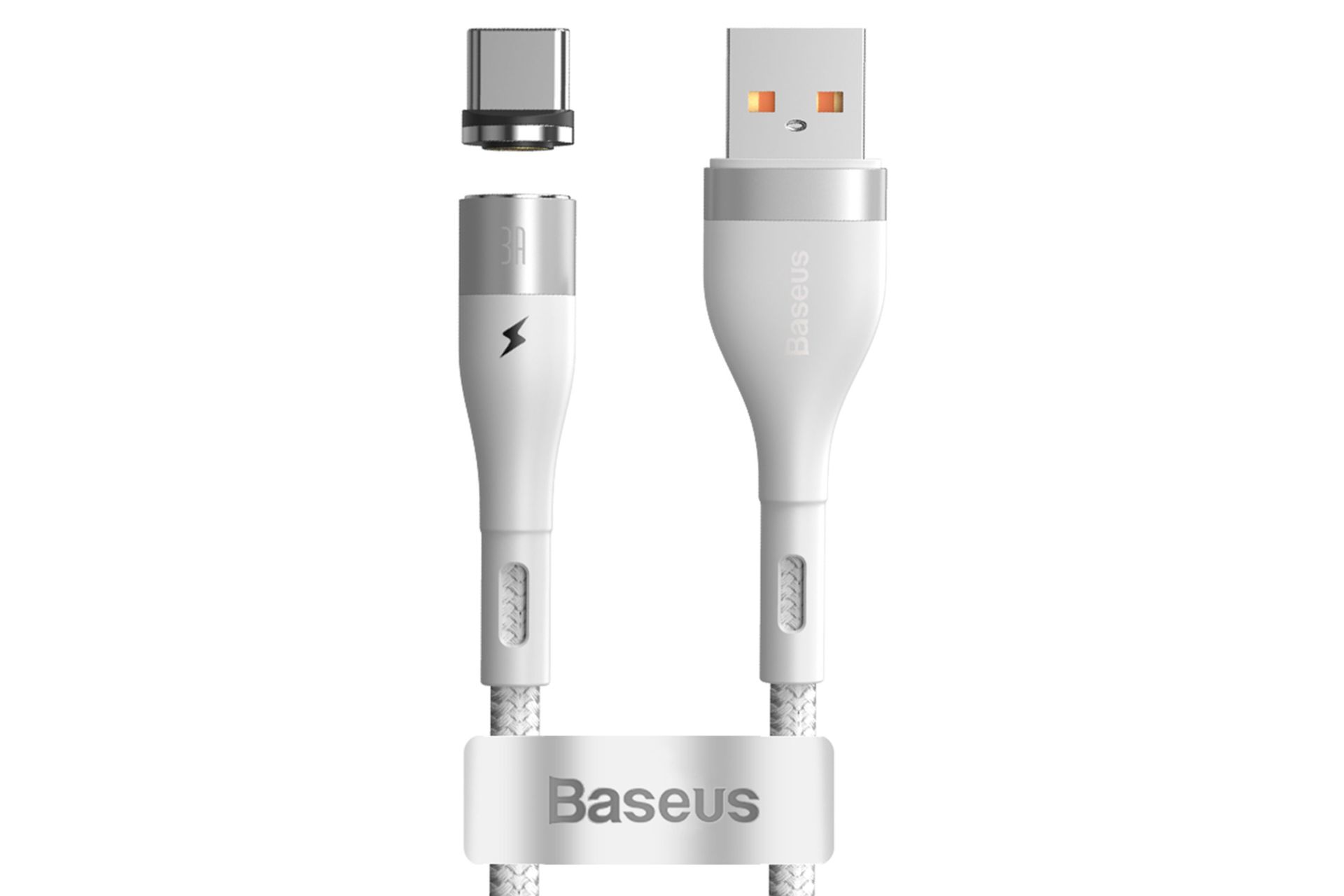 کابل شارژ USB باسئوس USB به Type-C مدل Zinc Magnetic با طول 1 متر سفید