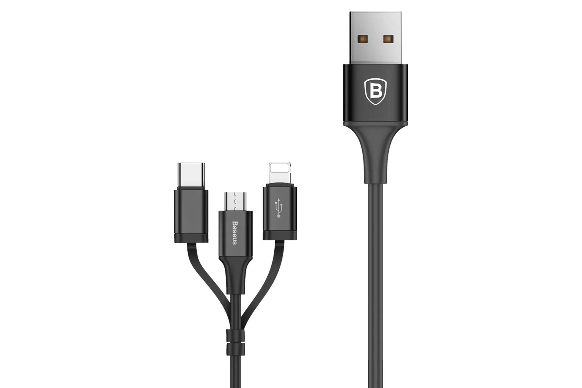 کانکتور کابل شارژ USB باسئوس USB به Type-C+Micro-USB+Lightning مدل Excellent 3-in-1 با طول 1.2 متر