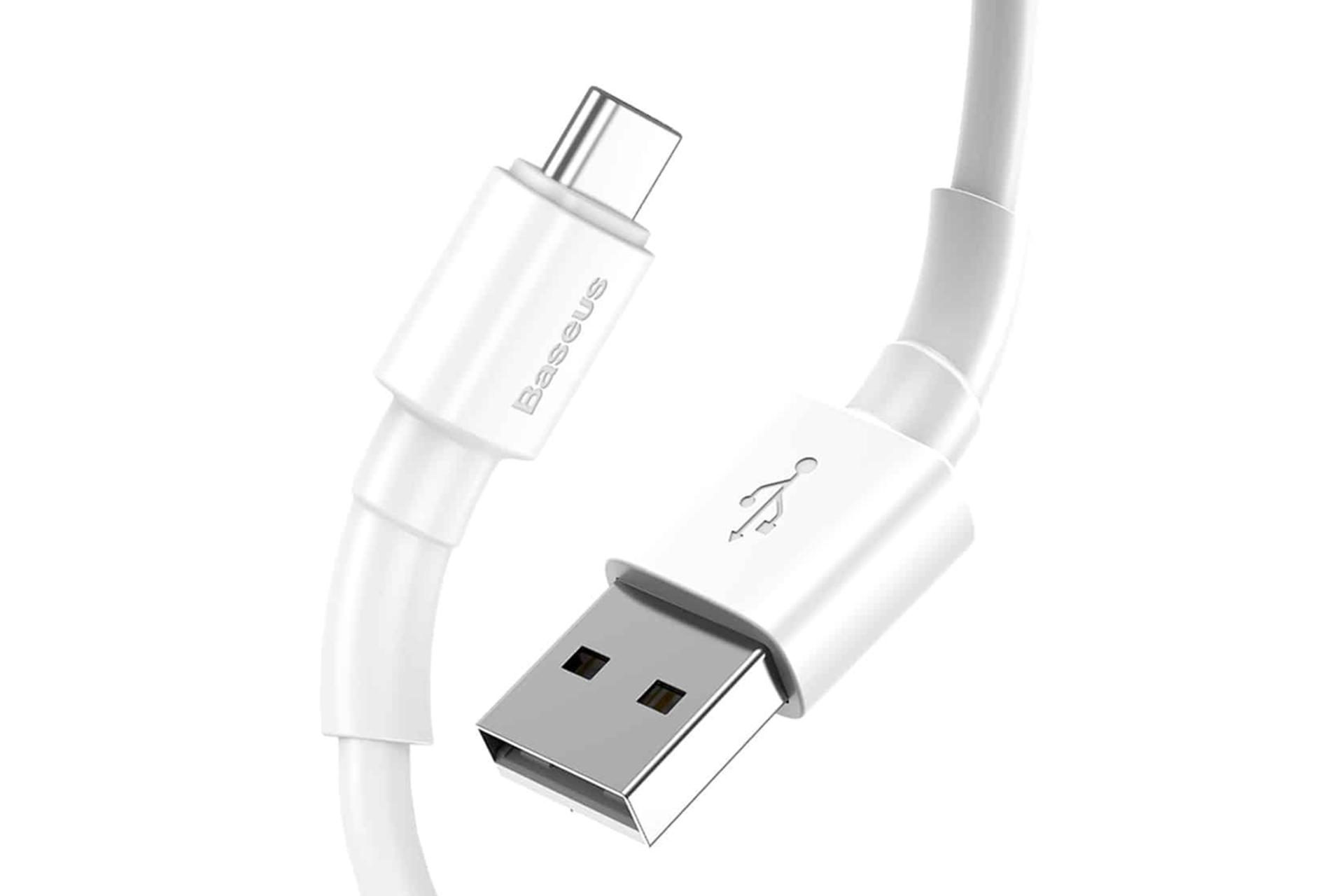 کانکتور کابل شارژ USB باسئوس USB به Type-C مدل Mini White با طول 1 متر