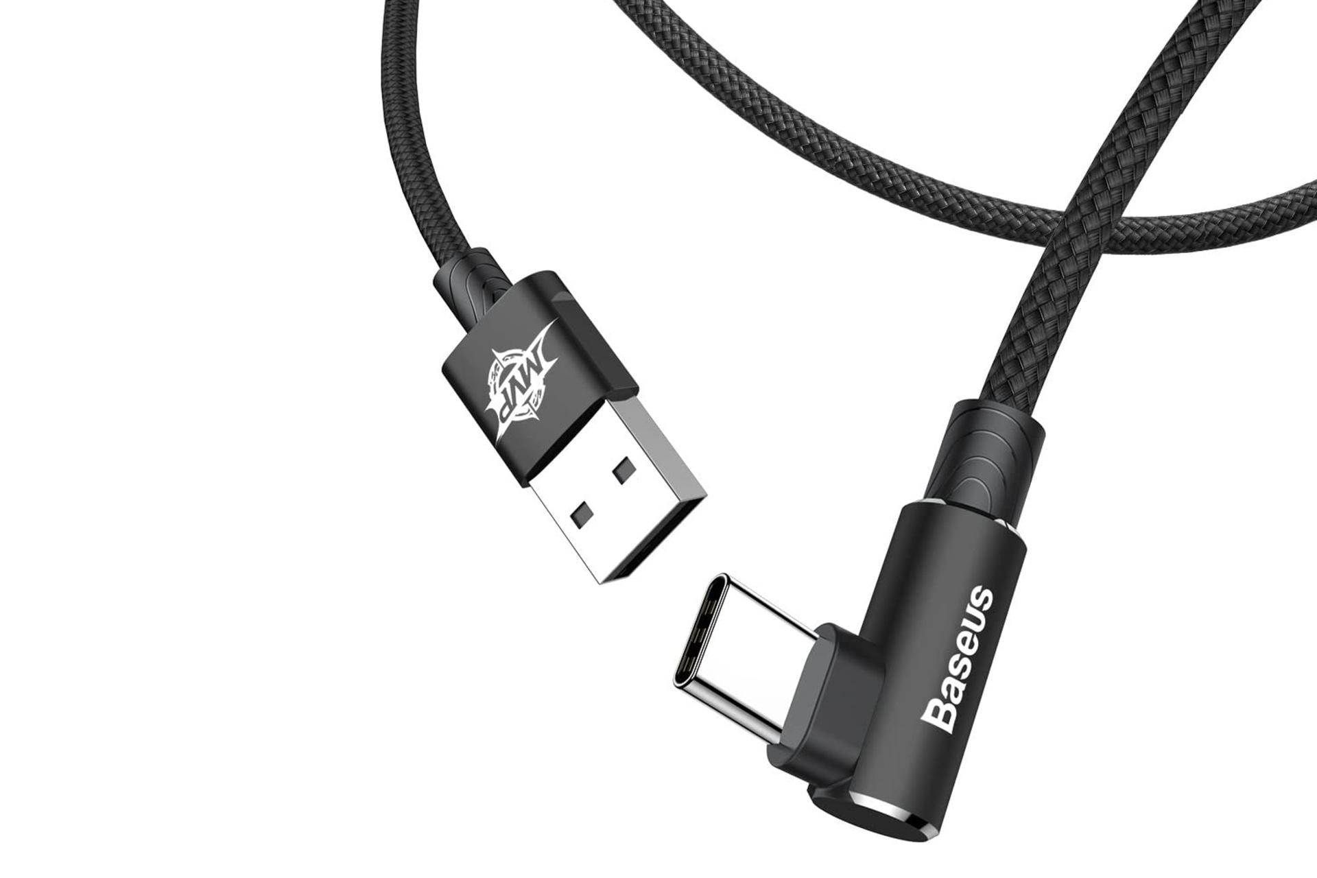 کانکتور کابل شارژ USB باسئوس USB به Type-C مدل MVP Elbow با طول 1 متر