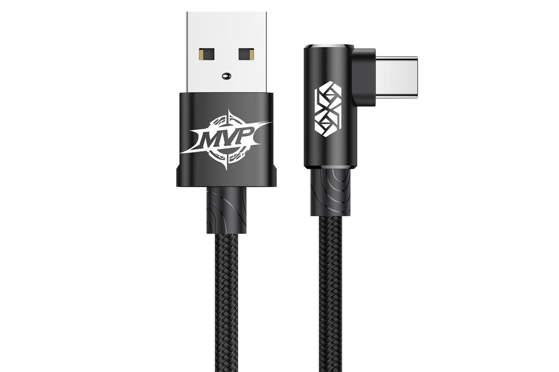 کابل شارژ USB باسئوس USB به Type-C مدل MVP Elbow با طول 1 متر مشکی
