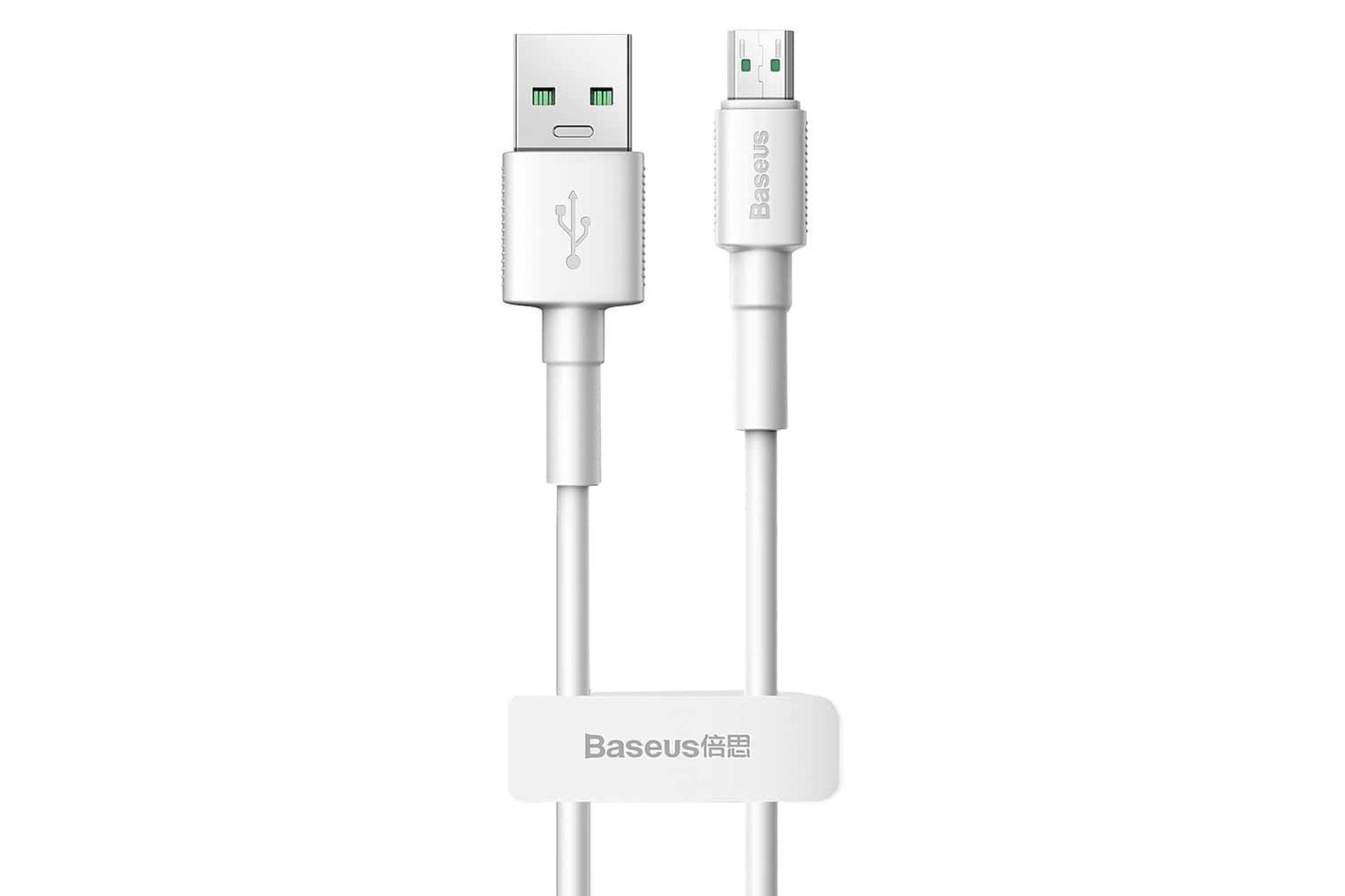 کانکتور کابل شارژ USB باسئوس USB به Micro-USB مدل 2.4A Mini White با طول 1 متر