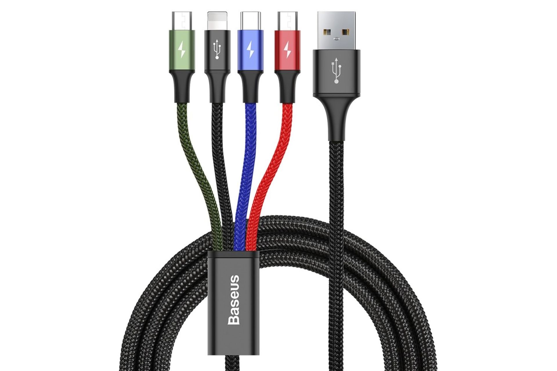 کابل شارژ USB باسئوس USB به Type-C+2xMicro-USB+Lightning مدل Rapid با طول 1.2 متر