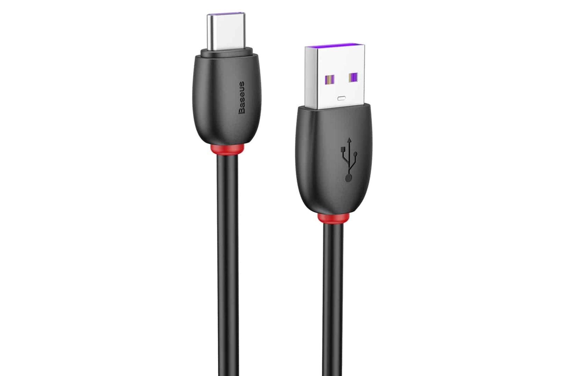 کانکتور کابل شارژ USB باسئوس USB به Type-C مدل Purple Ring HW با طول 1 متر