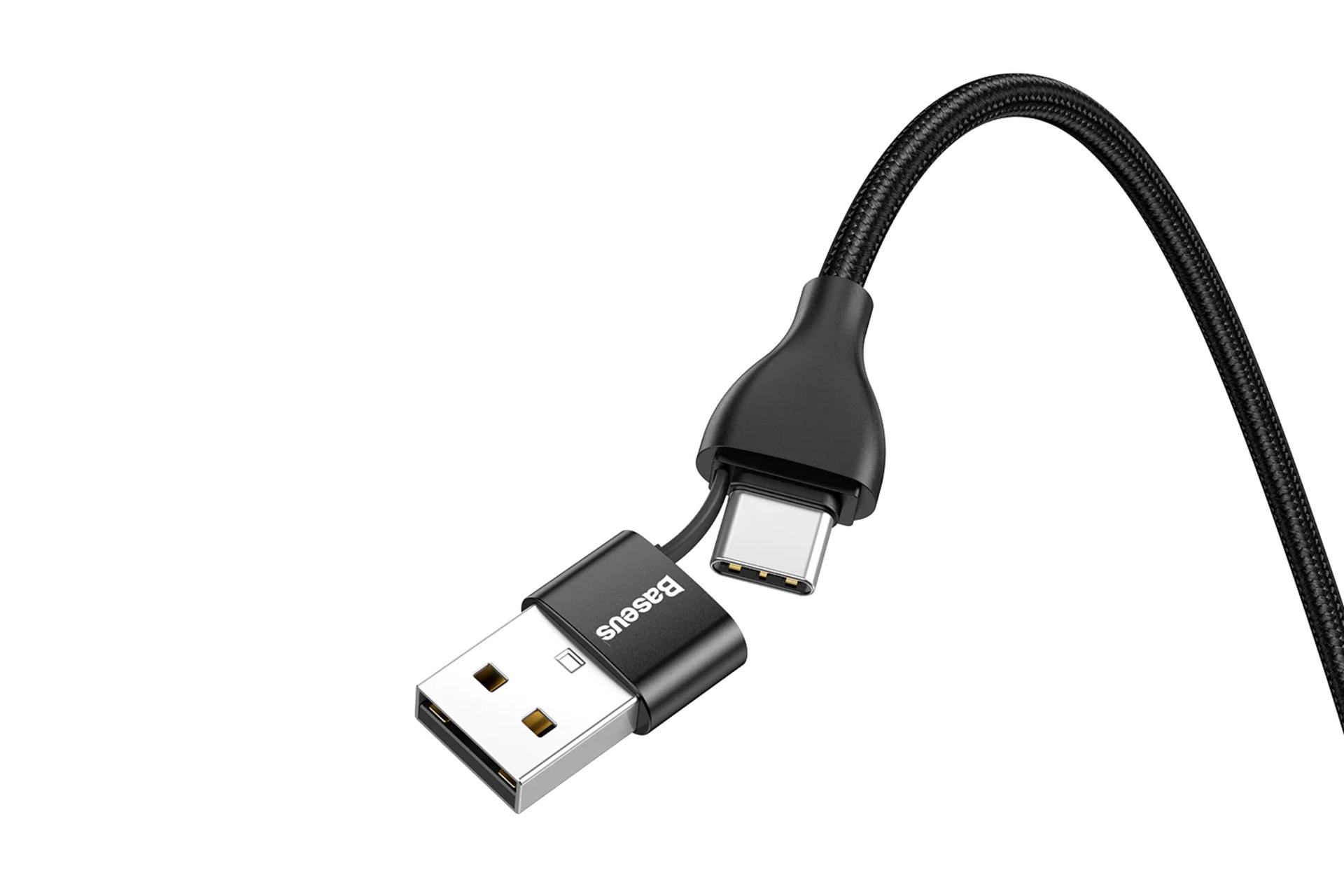 کانکتور کابل شارژ USB باسئوس USB+Type-C به Lightning مدل 18w 2in1 با طول 1 متر
